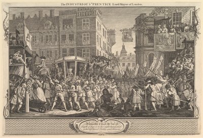 The Industrious Prentice Lord Mayor of London: Industry and Idleness, plate..., 30. september 1747. af William Hogarth