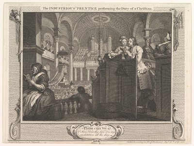 Den flittige Prentice, der udfører en kristen industris pligt og jeg..., 30. september 1747. af William Hogarth
