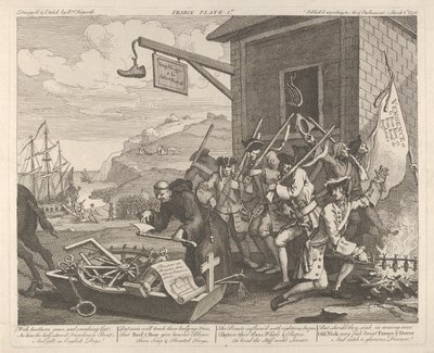Invasionen, planche 1: Frankrig af William Hogarth