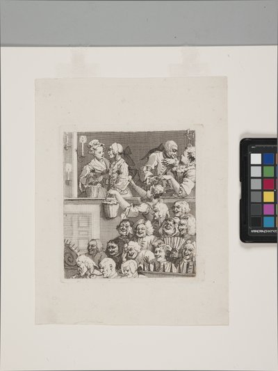 Det grinende publikum (ætsning og gravering) af William Hogarth