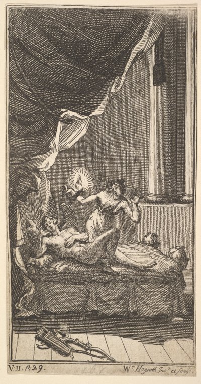 The New Metamorphosis, Plade 6: The Story of Cupid and Psyche, 1724. af William Hogarth