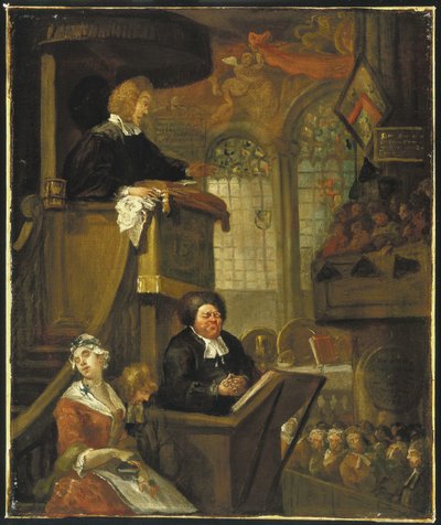 Den sovende menighed, 1728 af William Hogarth
