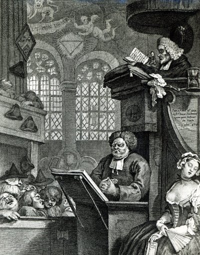 Den sovende menighed, 1736 af William Hogarth