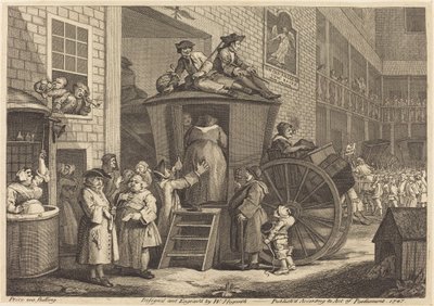 Stage-coachen eller Country Inn Yard af William Hogarth
