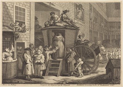Diligencen eller gårdspladsen ved landkroen af William Hogarth