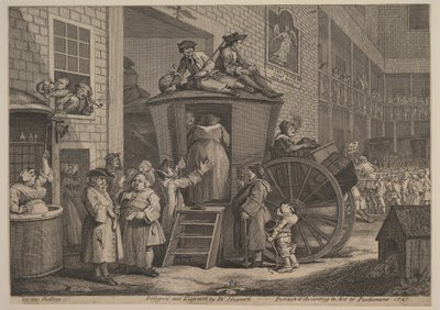 The Stage Coach, eller The Country Inn Yard, 1747. af William Hogarth