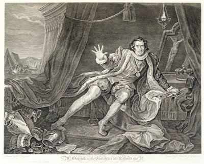 Skuespilleren David Garrick i rollen som Richard III, 1746 af William Hogarth