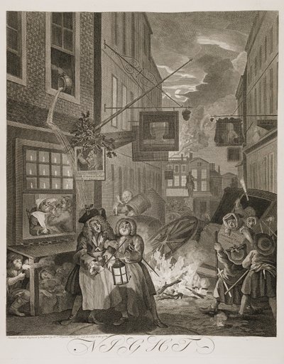 en: Fire tidspunkter på dagen: Nat af William Hogarth