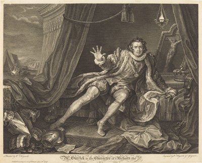 Garrick i rollen som Richard III af William Hogarth and Charles Grignion