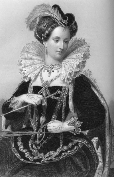 Dronning Elizabeth I 1533-1603 ved Tilbury Fort, 1851. af William Holl