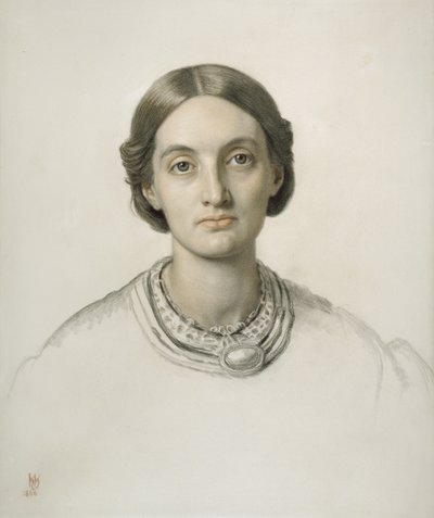 Fanny Holman Hunt (rødt og sort kridt) af William Holman Hunt