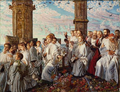 Maj morgen på Magdalen College, Oxford, gammel årlig ceremoni af William Holman Hunt