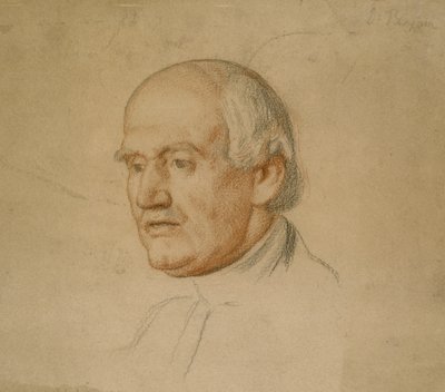 Portræt af Dr. Bloxham (sort og rødt kridt på brunt kort) af William Holman Hunt