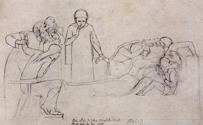 Studier til figurerne af lægen, de sørgende og Minerva, 1846 af William Holman Hunt