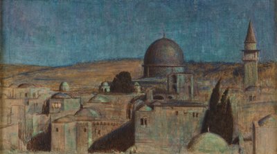 Den hellige by: The Mosque As Sakrah by Moonlight, ca. 1854 (akvarel på papir) af William Holman Hunt