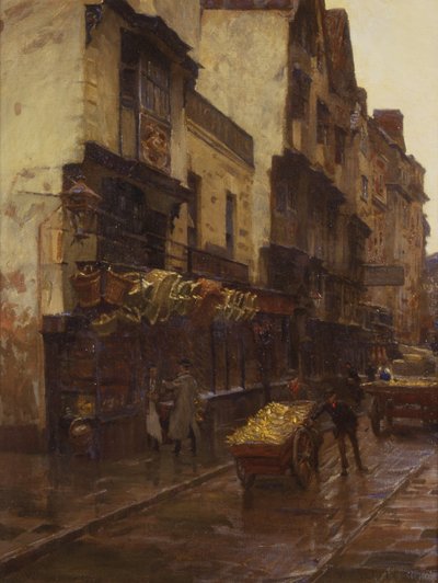 The Cradle of the Wills Tobacco Firm, Mary-le-Port Street, Bristol, ca. 1902 (olie på lærred) af William Holt Yates Titcomb