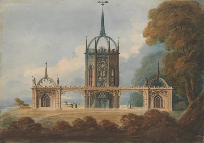 Design til en gotisk Belle Vue, ca. 1800. af William Hurst Ashpitel