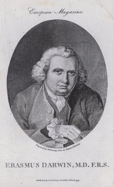 Erasmus Darwin, engelsk læge, naturfilosof, digter og forkæmper for afskaffelse af slavehandelen (gravering) af William III (after) Bromley