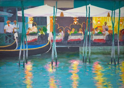 Venedig Café (olie om bord) af William Ireland
