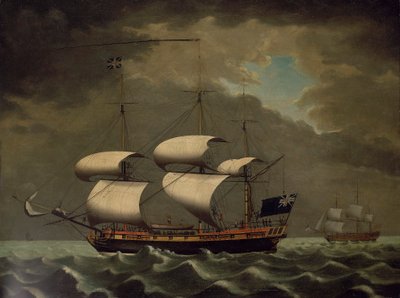 Slaveskib, ca. 1780 (olie på lærred) af William Jackson