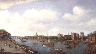 Udsigt over Themsen ved Lambeth Palace, ca. 1770 af William James