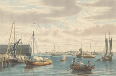Boston: Fra Ship House West End of the Navy Yard, udgivet 1833. af William James Bennett