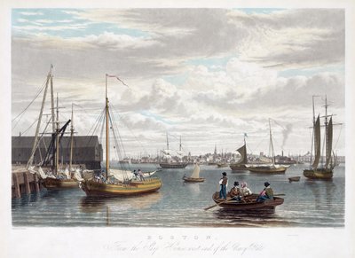 Boston, fra Ship House, vestenden af Navy Yard, ca. 1833 af William James Bennett