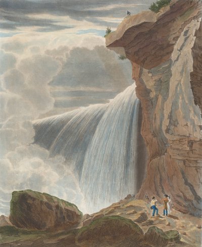 Niagara Falls fra Under Table Rock, 1829. af William James Bennett