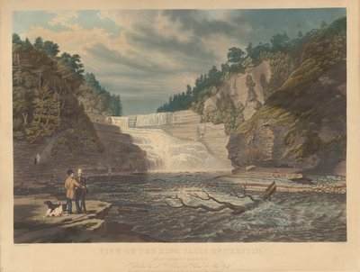 Udsigt over High Falls ved Trenton: West Canada Creek, New York af William James Bennett