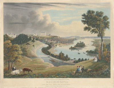 Richmond: Fra bakken over vandværket af William James Bennett after George Cooke