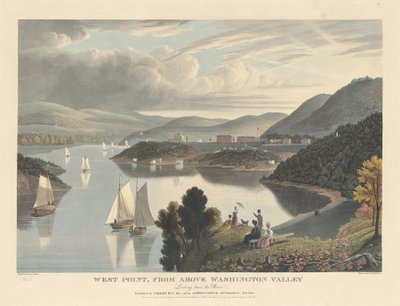 West Point, fra oven Washington Valley: Ser ned ad floden af William James Bennett after George Cooke