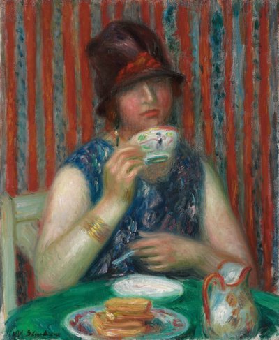 Pige med tekop, ca. 1920 (olie på lærred) af William James Glackens
