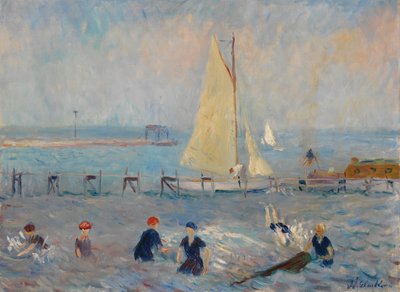 Havlandskab med seks badende, Bellport af William James Glackens