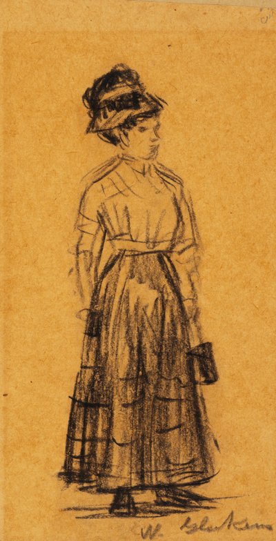 Kvinde i sort hat og sort nederdel af William James Glackens