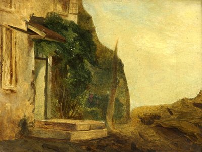 En hyttedøråbning (olie på panel) af William James Muller