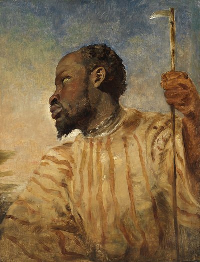 En afrikaner (olie på papir lagt på panel) af William James Muller