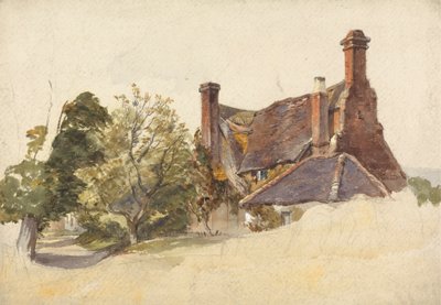 Studie af et sommerhus ved en bane af William James Muller