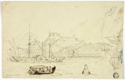 Havneby med fæstning af William John Huggins