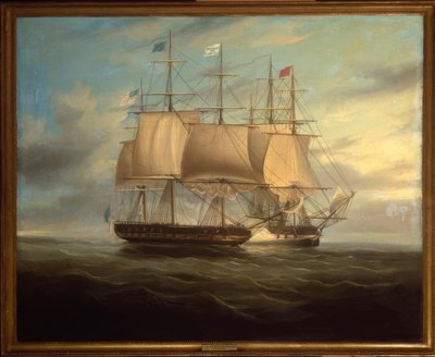 Shannon og Chesapeake i hånd-til-hånd kamp, ​​1813 / Gem. W.J. Huggins af William John Huggins