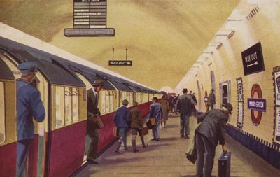 En moderne station på dybt niveau (farvelitografi) af William John Patton McDowell