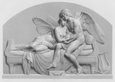 Amor og Psyche, fra statuen af J Gibson, RA i dronningens samling (gravering) af William John Roffe