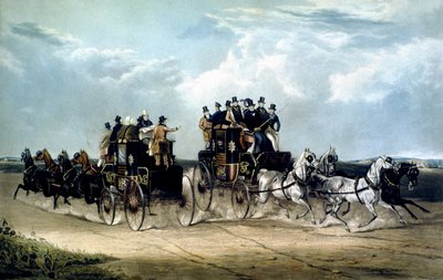 Brighton Day Mails passerer over Hockward Common, graveret af Charles Hunt af William Joseph (after) Shayer