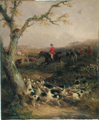 En sydlig vind og en overskyet himmel Proklamer det en jagtmorgen (olie om bord) (se 225061-225062) af William Joseph Shayer