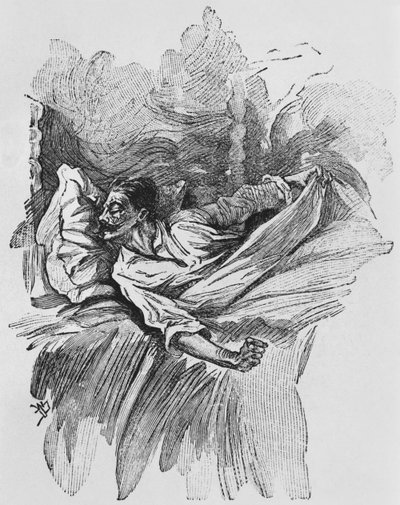 Mareridt, illustration fra "Le Horla" af Guy de Maupassant (1850-93), graveret af Georges Lemoine, Paris, Editions Albin Michel, ca.1910 (træsnit) af William Julian Damazy