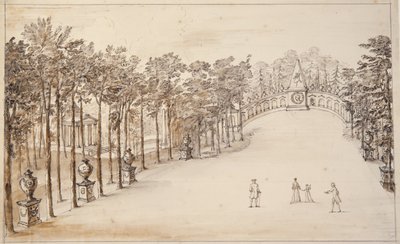 Chiswick, første design til Exedra (pen & blæk og vask på papir) af William Kent