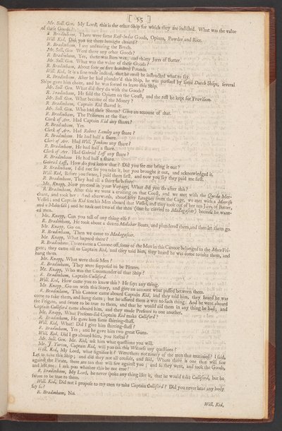 Anklagen, prøvelsen og fordømmelsen af kaptajn William Kidd for mord og piratkopiering af William Kidd