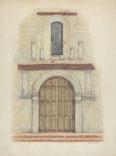 Arched Doorway Mission San Diego, ca. 1942. af William Kieckhofel