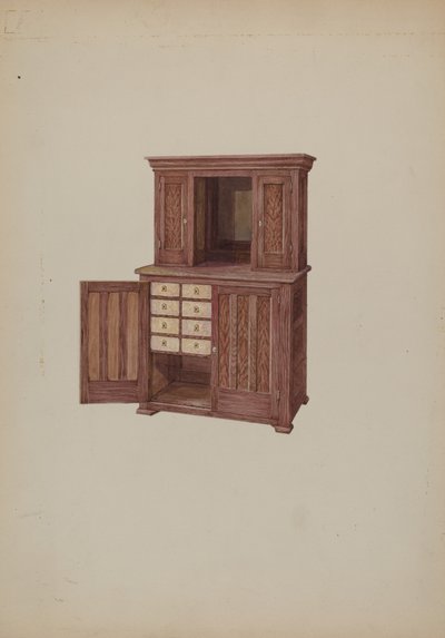 Skab, med elfenbensnøglehuller, ca. 1937. af William Kieckhofel