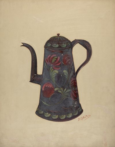 Toleware kaffekande, ca. 1936. af William L Antrim