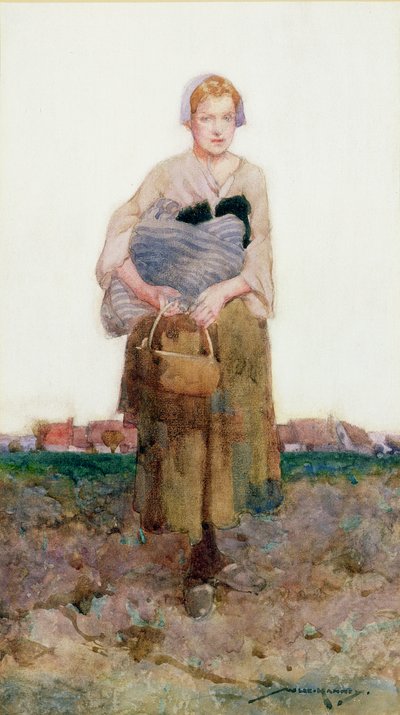 En ung kvinde, der bærer et bundt af William Lee Hankey